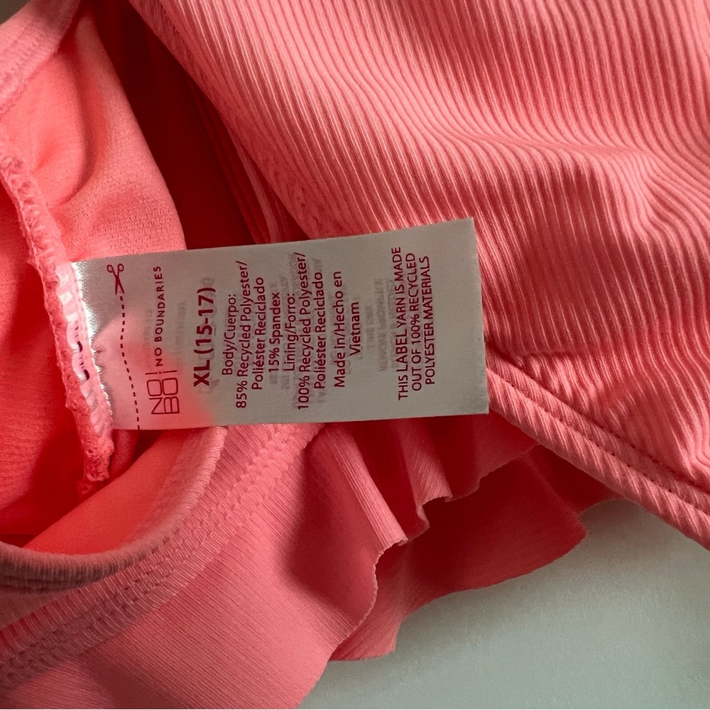No Boundaries Coral Ruffled Bikini - Picture 2 of 3